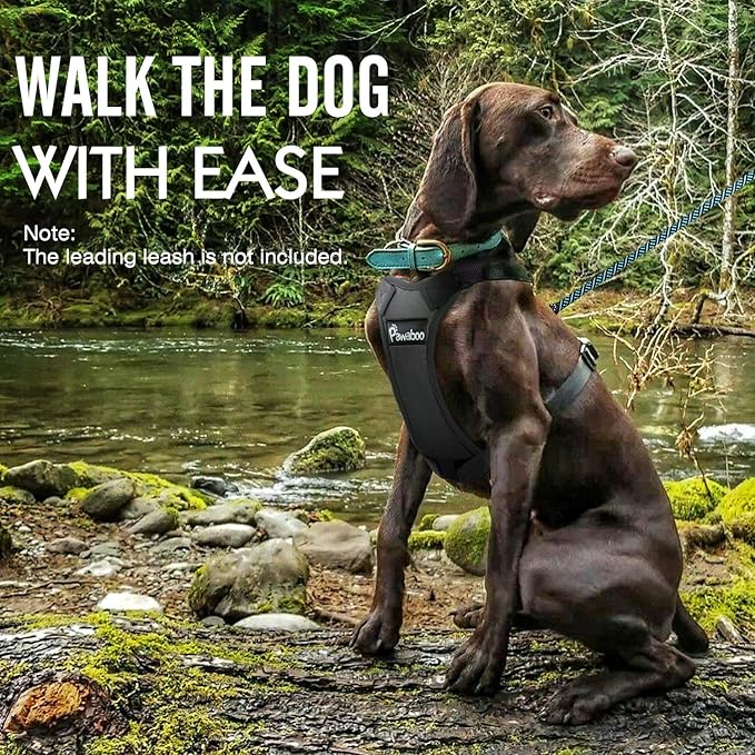 Pawaboo Adjustable Dog Safety Vest Harness with Seatbelt, Dog Seat Belt Harness for Car with Vehicle Connector Strap, Breathable Dog Seatbelt Safety Tether for Small Medium Large Pet, Small, Black