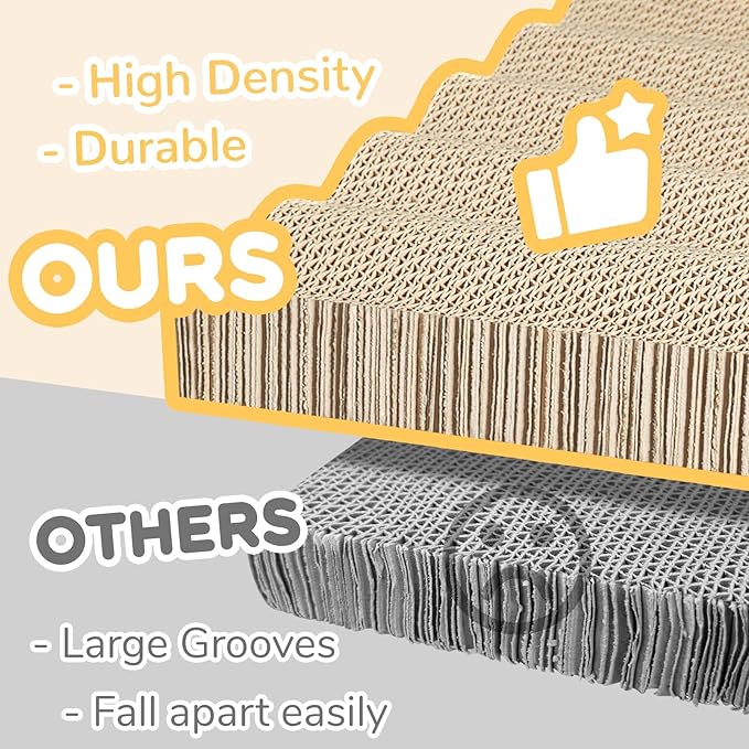 Cat Scratch Pad- 3 in 1 Corrugated Cardboard Cat Scratcher for Indoor Cats, Professional Cat Scratching Board for Adult Cats, Catify Cat Scratcher Pads with Catnip