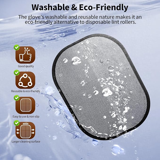 Pet Hair Removal Glove for Dogs & Cats, Newly Upgraded Reusable Electrostatic Pet Hair Glove, Magic Brush Pet Hair Remover Tool for Clothing, Couch, Carpet, Car Seat(Gray)