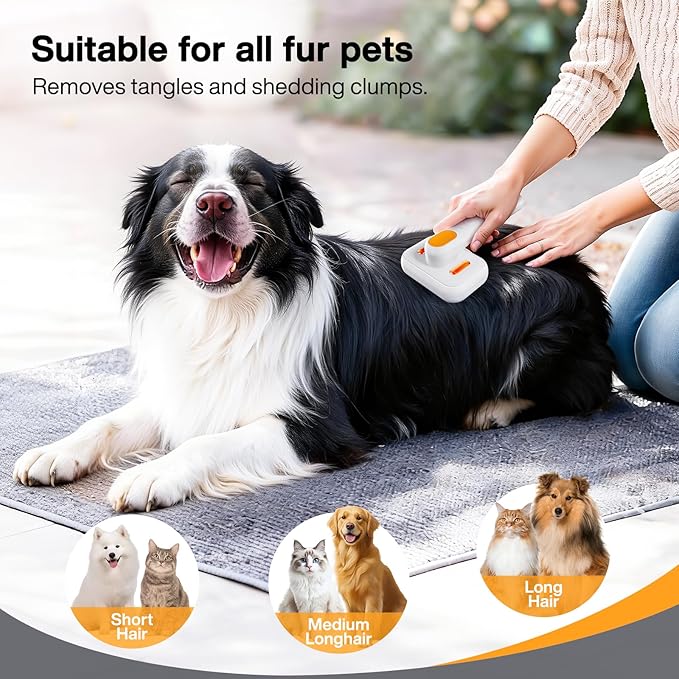Dog Brush for Shedding & Cat Brush for Indoor Cats: 3-in-1 Cool Mist & Spray Groomer for Detangling, Deshedding & Bath - Anti-Static, Self-Cleaning for Long/Short Haired Pets