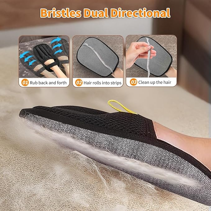 Pet Hair Removal Glove-Cats Dogs Grooming Gloves Reusable Pet Hair Remover Tool for Clothing,Couch, Furniture, Car Seat,Carpet, Upgrade Efficient Cat Hair Remover Gloves-3 PCS