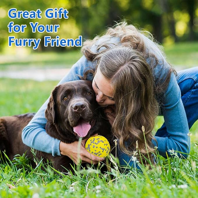 POUPUA 2-Pack Super Bouncy Dog Balls — Lightweight & Safe (Won’t Hurt Dogs), Indestructible Tennis Balls for Aggressive Chewers, Durable Floating Fetch Toys for Medium & Large Dogs