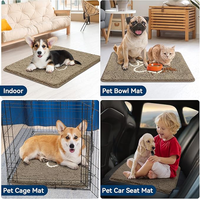 Bcoimo Super Absorbent Dog Door Mat, 30"*20" Anti Slip Mat for Muddy Paws, Pet Rugs for Dirty Paws Washable That Absorbs Moisture and Dirt, for Dog Cage and Pet Resting Carpet