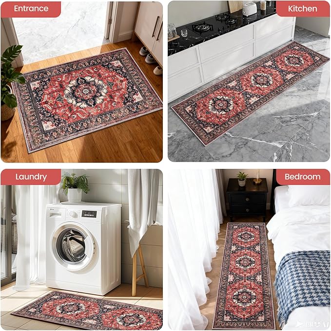 Kitchen Rug Set 3Pcs, Boho Rug Sets Non Slip Washable for Floor Thick Farmhouse Kitchen Decor Runner Rugs for Kitchen, Entryway, Laundry, Hallways 20''x32''+20''x48''+20''x59''