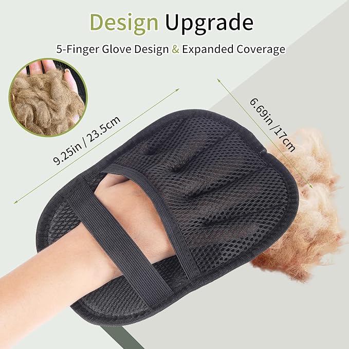 2025 New Upgrade Five-Finger Electrostatic Pet Hair Removal Glove for Cat & Dog, Reusable 3Pcs Pet Hair Remover Tool for Clothing, Couch, Carpet, Bed, Curtain