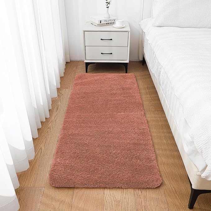 Rust Bathroom Rugs Runner 24"x60" - Long Large Bath Mat, Soft Non Slip Absorbent Microfiber Bathroom Rug, Washable Plush Floor Mat - Perfect for Bedside, Kitchen or Vanity Area