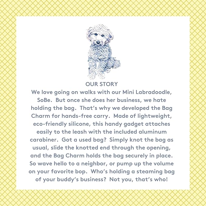 Dog Poop Bag Holder Charm Duo – Hands-Free Carry of Used Poop Bag, Durable Eco-Friendly Silicone Dog Walking Accessory with Carabiner Clip, Mocha & Crème Brûlée 2 charms included