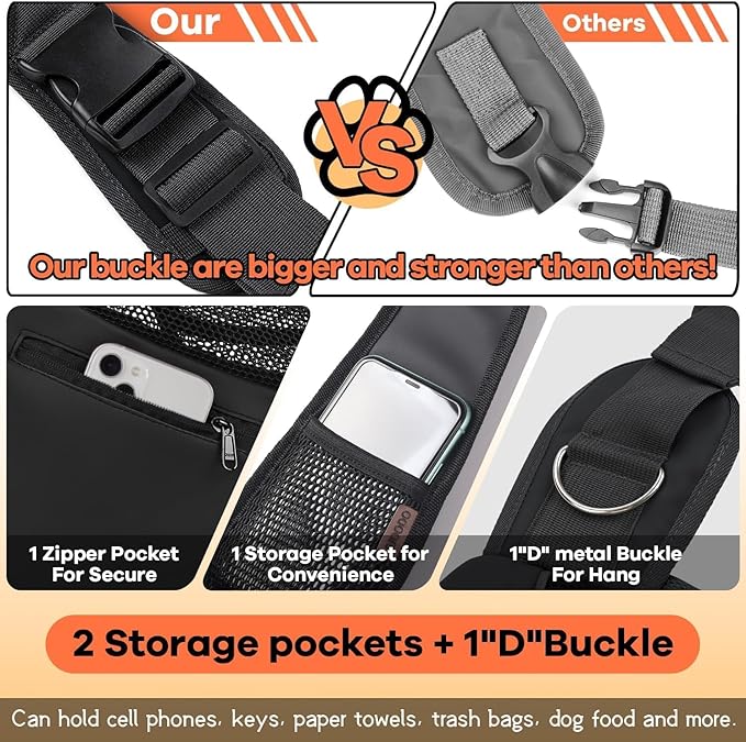 YUDODO Pet Sling Carrier for 2-5 lbs Small Dogs & Cats – Hands-Free Puppy Carrier with Safety Hook, Large Zipper Pocket, Soft Breathable Mesh, Adjustable Strap & Reflective Strip (Black 3.0 S)