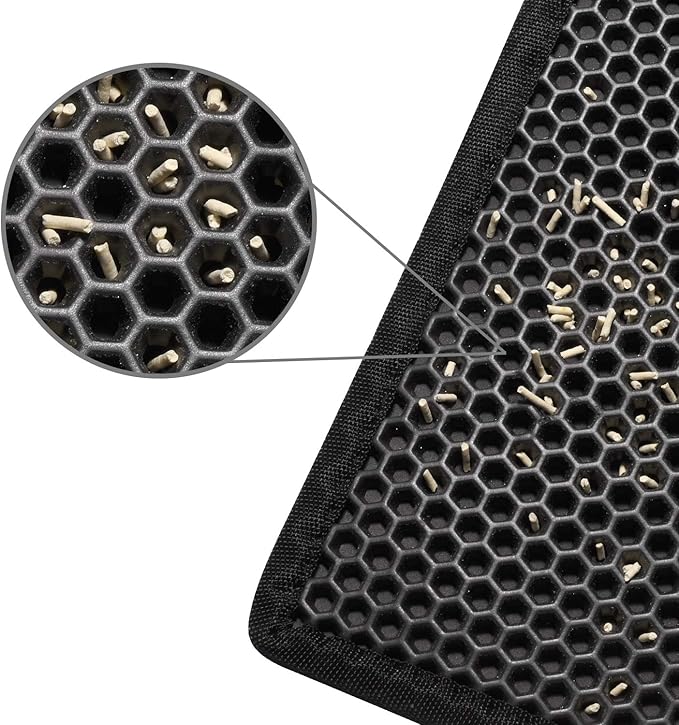 Pieviev Cat Litter Mat Double Layer Waterproof Urine Proof Trapping Mat 1 Pack (Black, 24x15 Inch (Pack of 1))