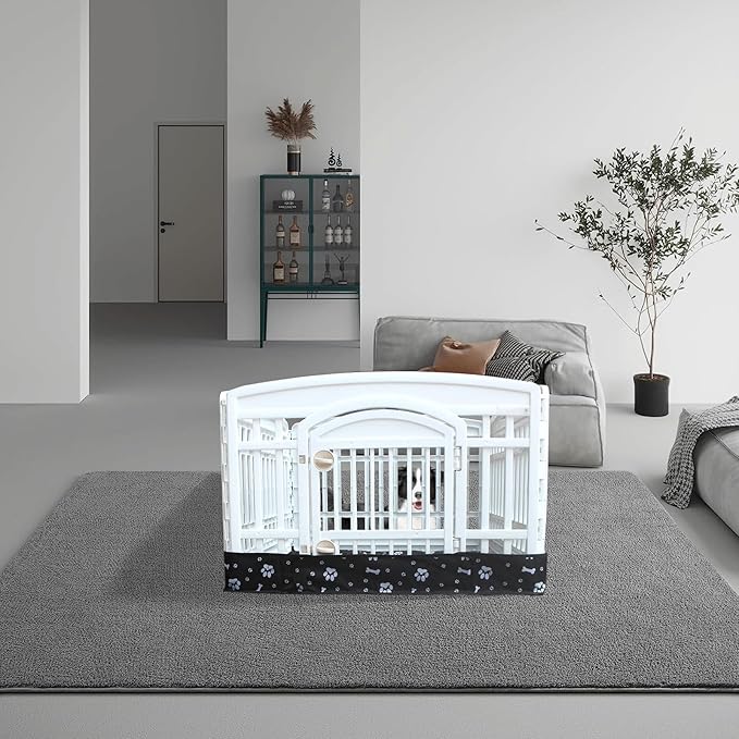 Dog Playpen Bottom Pad Fits for 36 Inch 4 Panels Exercise Pet Playpen, Dog Crate Pad Puppy Playpen Pad, Hoop and Loop Design (Note: Playpen Not Included). -Black