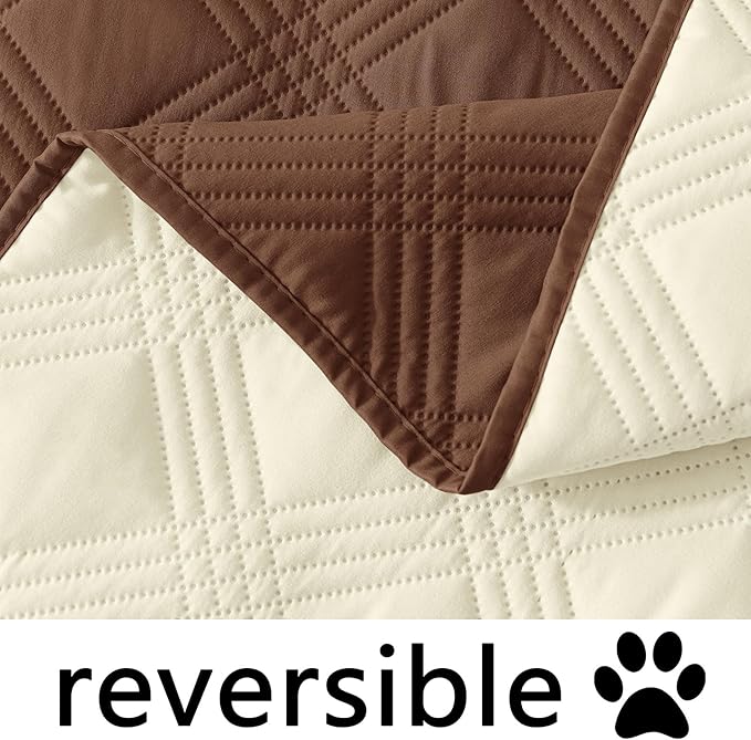 hyha Waterproof Dog Blanket, Reversible Pet Bed Blanket, Soft Sofa Couch Cover for Dogs Washable, Waterproof Pet Couch Covers for Sofa Puppy Cats Furniture Protector(40"x70", Brown/Beige)