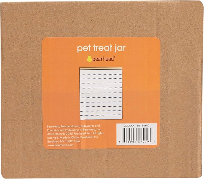 Pearhead Ceramic Dog Treat Jar with Wooden Lid – Container for Dog Biscuits & Training Treats, Airtight Stoneware Pet Snack Storage Canister, Modern Blue Dot Kitchen Countertop Jar