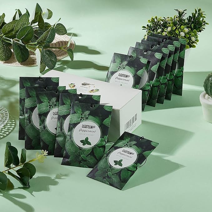 MYARO 12 Packs Peppermint Potpourri Bags Sachets for Drawer and Closet, Long-Lasting Drawer Car Air fresheners Closet Sachets Home Fragrance