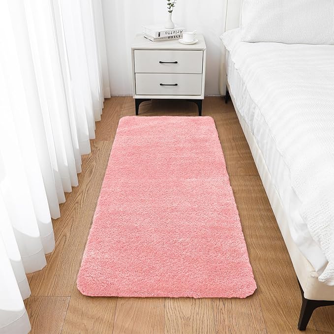Pink Bathroom Rugs Runner 24"x60" - Long Large Bath Mat, Soft Non Slip Absorbent Microfiber Bathroom Rug, Washable Plush Floor Mat - Perfect for Bedside, Kitchen or Vanity Area