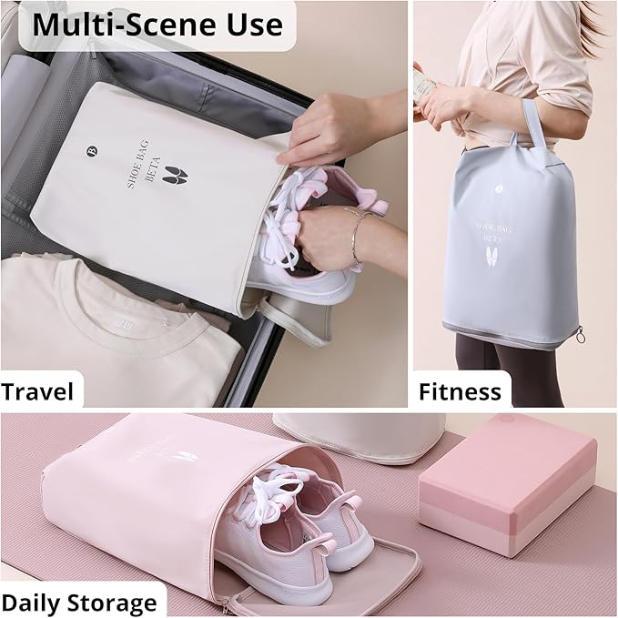 tianzong Shoe Bags for Travel, Water-resistant Shoe Storage Organizer with Zipper for Men and Women (Beige, T400-Beta)