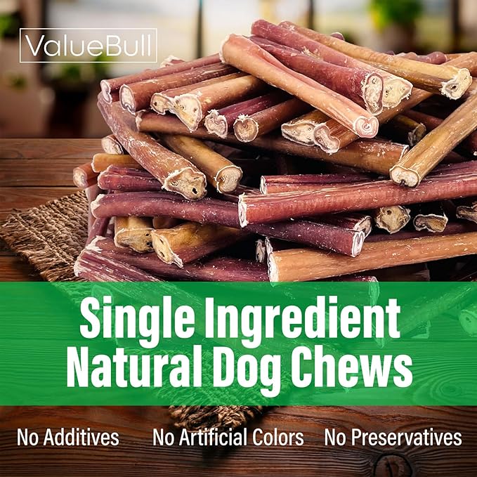 ValueBull Bully Sticks for Dogs, Medium 6 Inch, 200 Count Bulk Pack - All Natural, Grass Fed, Single Ingredient, Long Lasting Dog Treats