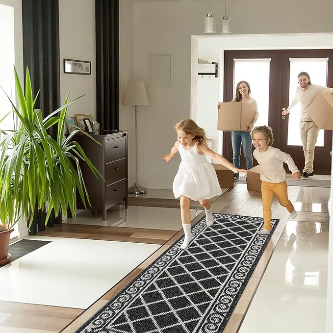 HEBE Washable Runner Rug 20"x59" Indoor Door Mat Runners,Non Slip Dirt Trapping Rug Runner Floor Mats Carpet Runners for Entryway Hallway Kitchen Garage Laundry Room