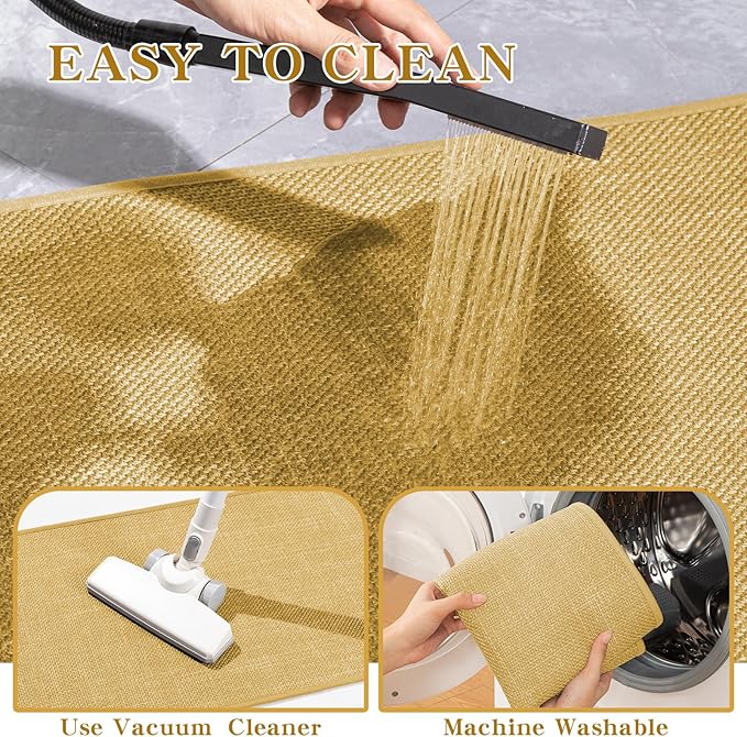 chakme Bathroom Rugs Mat 24x17, Ultra Thin Non Slip Bath Mat Small Quick Dry Absorbent Bath Mat for Bathroom Floor, (Yellow, 24"x17")