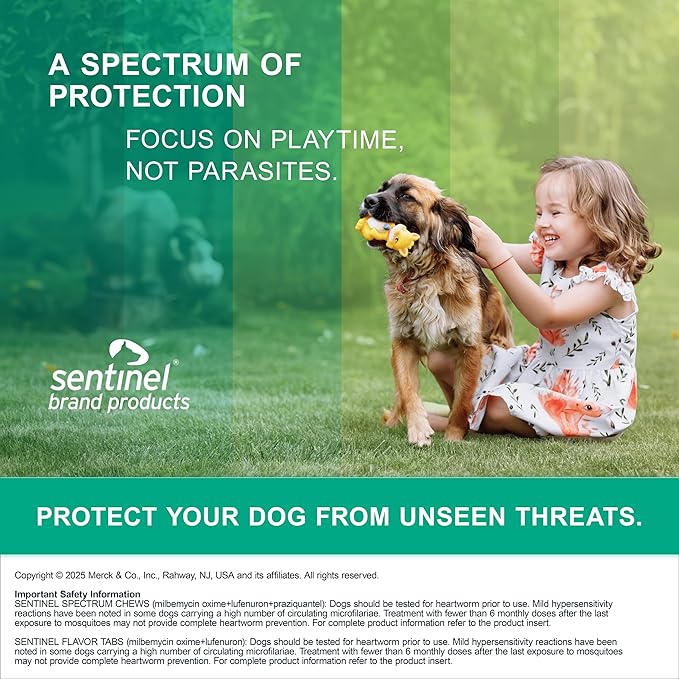 Sentinel Flavor Tabs for Dogs, 51-100 lbs, 6 Chewable Tablets, 6-month supply, White Box