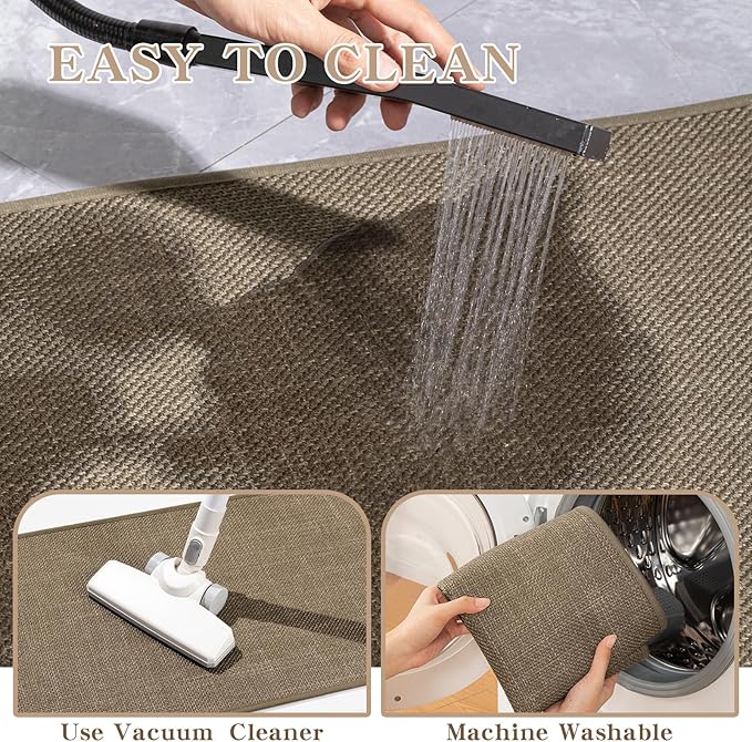 chakme Bathroom Rugs Mat 59x25, Ultra Thin Non Slip Bath Mat Large Quick Dry Absorbent Bath Mat for Bathroom Floor, (Dark Beige, 59"x25")