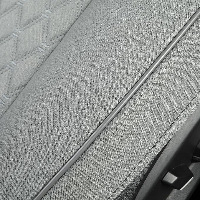 West Llama Linen Front Car Seat Cover Protector Anti-Slip Bottom Seat Cover Fits 95% of Vehicles,Wrapping Around The Bottom,Diamond Pattern(Gray-1Pcs)