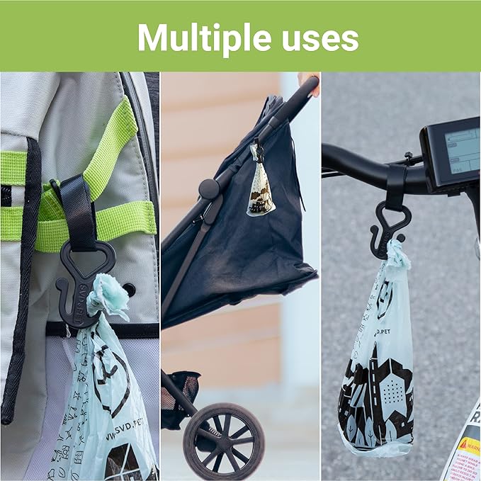 SVD.PET 2PC Dog Poop Bag Holder, Stainless Steel Waste Bag Holder, Dog Poop Bag Carrier, Hand Free Holder (Metal)