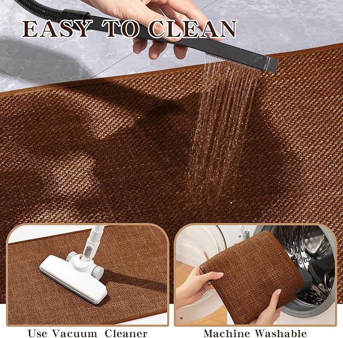 chakme Bathroom Rugs Mat 24x17, Ultra Thin Non Slip Bath Mat Small Quick Dry Absorbent Bath Mat for Bathroom, (Rust, 24"x17")