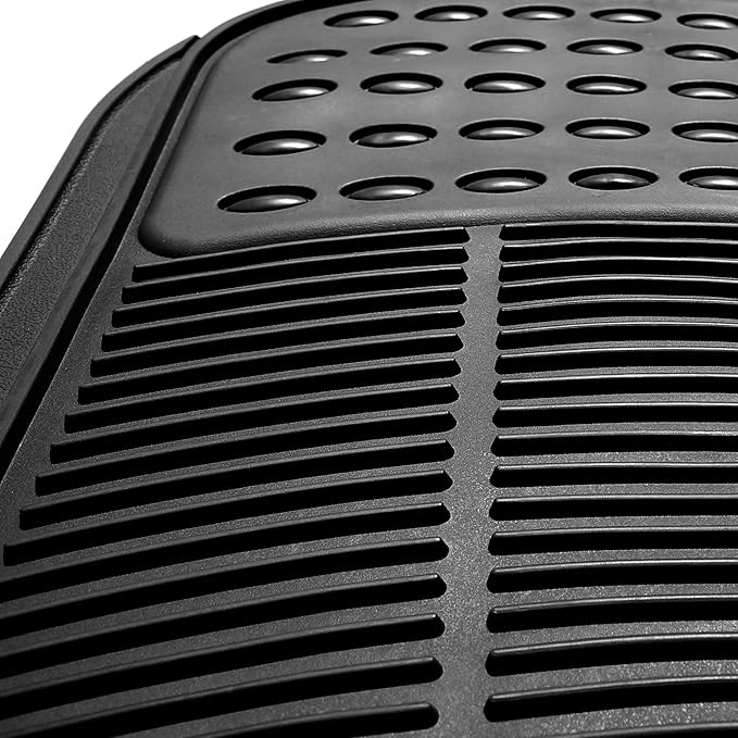 FH Group Car Floor Mats - Heavy-Duty Rubber Floor Mats for Cars, Universal Fit Rear Set, Trimmable Automotive Floor Mats, ClimaProof Floor Mats For Most Sedan, SUV, Truck Floor Mats Black