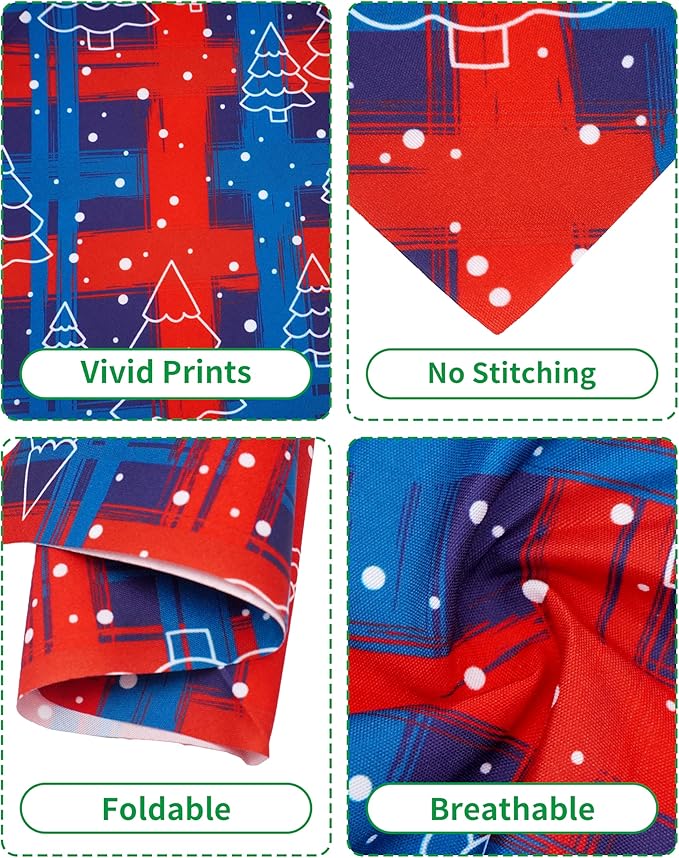 PET SHOW 100 Pack Christmas Dog Bandanas Bulk for Medium Extra Large Dogs Seamless Scarves XL Xmas Triangle Bibs Kerchief Set Pet Girl Boy Holiday Party Grooming Accessories, L