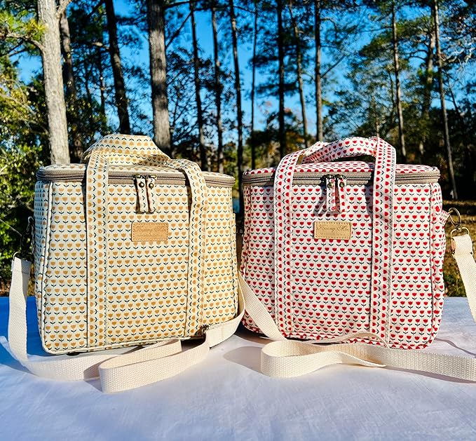 Kwang Min Insulated Insulated Cooler Bag,Reusable Large Lunch Bag for Women, Great for Outdoors,Camping,Party,Premium Quality,Adjustable Strap,Foldable