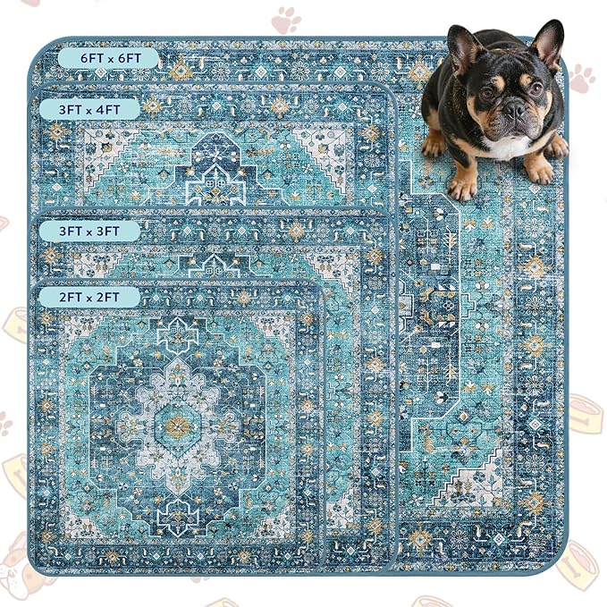 Lahome Extra-Large Washable Dog Pee Pads (72"x72") - Super Absorbent & Waterproof - Leakproof Reusable Mat for Playpens, Beds & Whelping, Convenient Cleanup,Blue