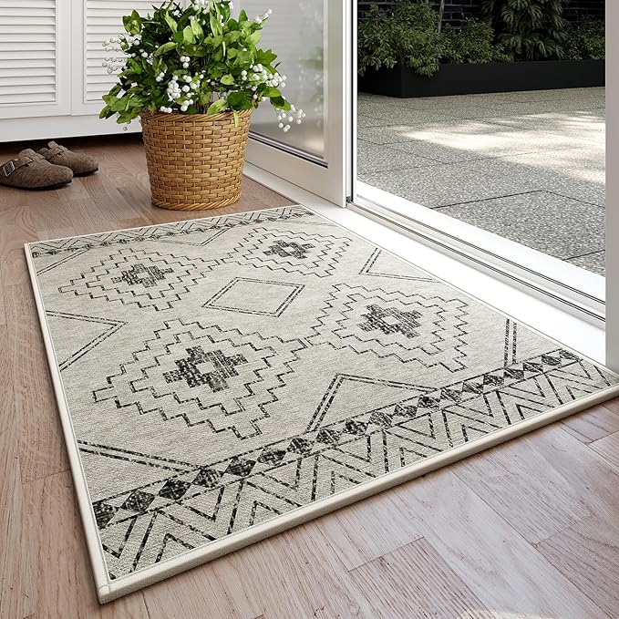YDKGL Indoor Door Mat 20"x31",Beige Door Mats Indoor Entrance Dirt Resistant & Absorbent, Non-Slip Rubber Backing Front Door Mats,Washable Low-Profile Doormat for Entryway, Inside Home Entrance