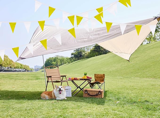 100 Feet Yellow & White Pennant Banner Flags String Hanging Yellow & White DIY Triangle Bunting Flags,Party Decorations for Grand Opening,Party Events Celebration,Kids Birthday,60 Pcs