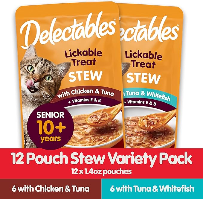 Hartz Delectables Stew Senior Cat Treat Variety Pack, 12 Count