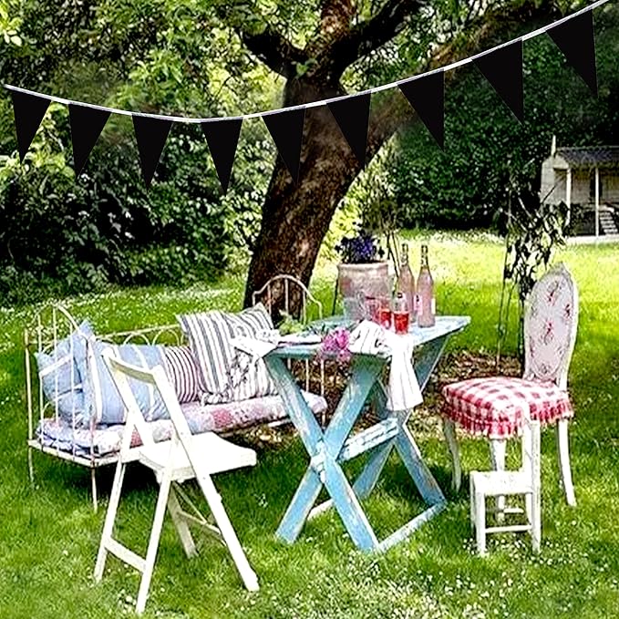 100 Feet Black Pennant Banners Flags String Hanging Triangle Bunting Flags,Party Decorations for Grand Opening,Kids Birthday,Carnival,60 PCS