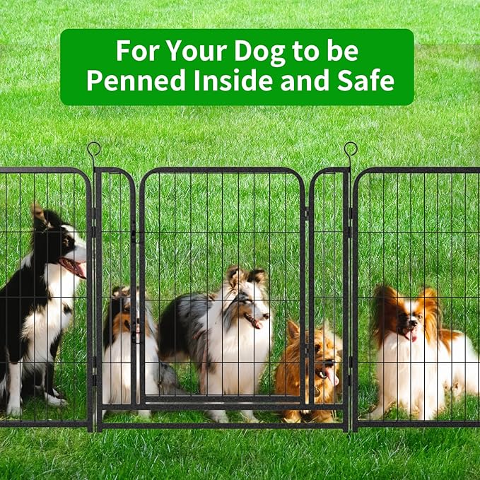 Dog Playpen Outdoor Extra Wide 32 Piece Panels Heavy Duty Dog Fence 32" Height Anti-Rust with Doors Portable for RV Camping Yard, Total 84FT, 561 Sq.ft, Snowy Black