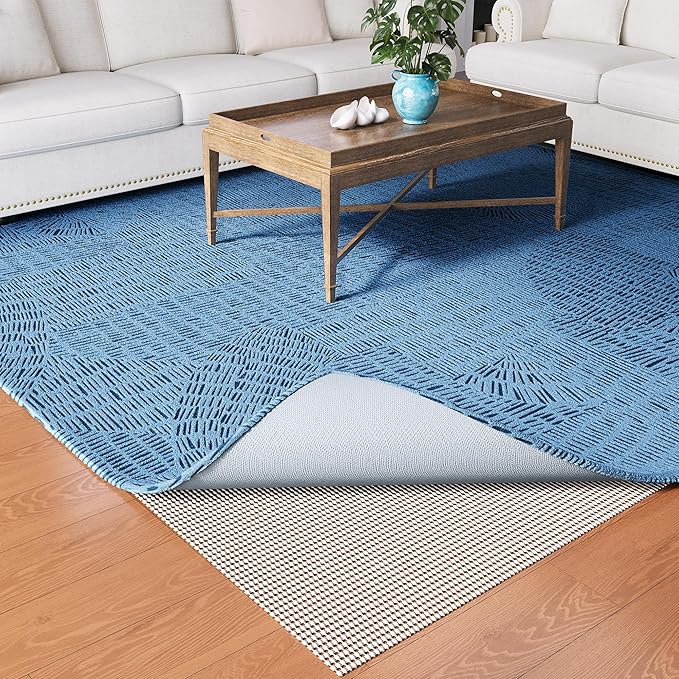 Non-Slip Rug Pad Gripper 3x5 Feet, Anti Skid Mat for Under Area Rugs, Keeps Rugs in Position and Safe, Thick Cushioned Carpet Pad for Hardwood Floors Protection