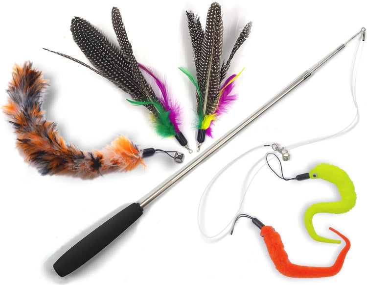 Pawverse cat teaser and feather wand toys for playful cats.