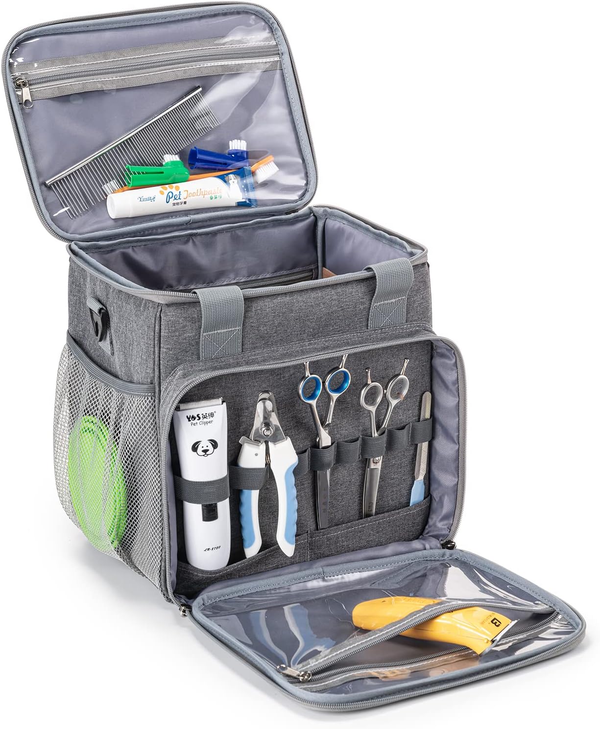 Pawverse pet grooming organizer and storage box for keeping grooming tools and accessories neatly arranged