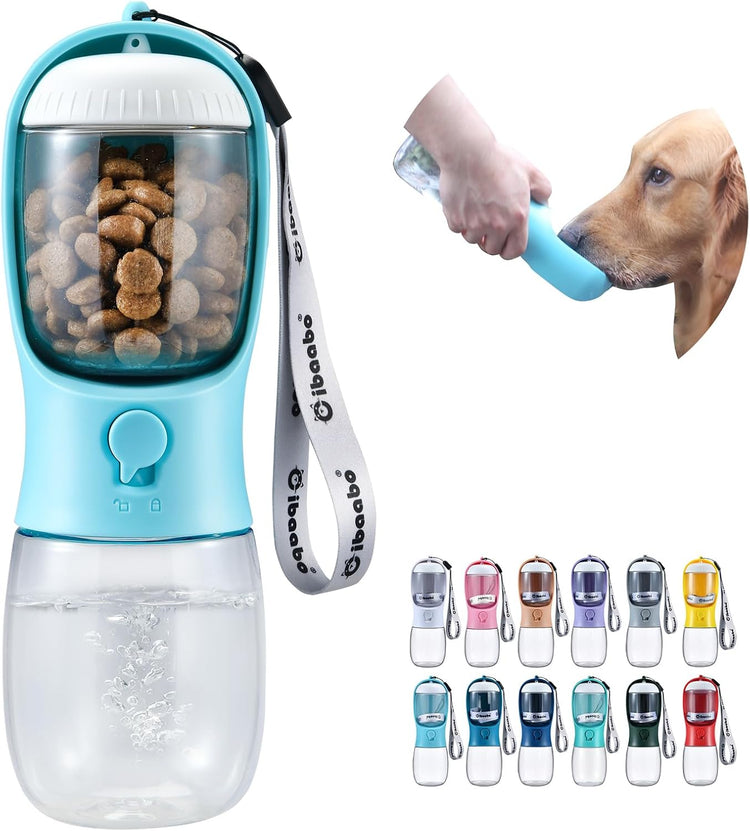 Portable pet water bottles and collapsible travel bowls for dogs and cats.