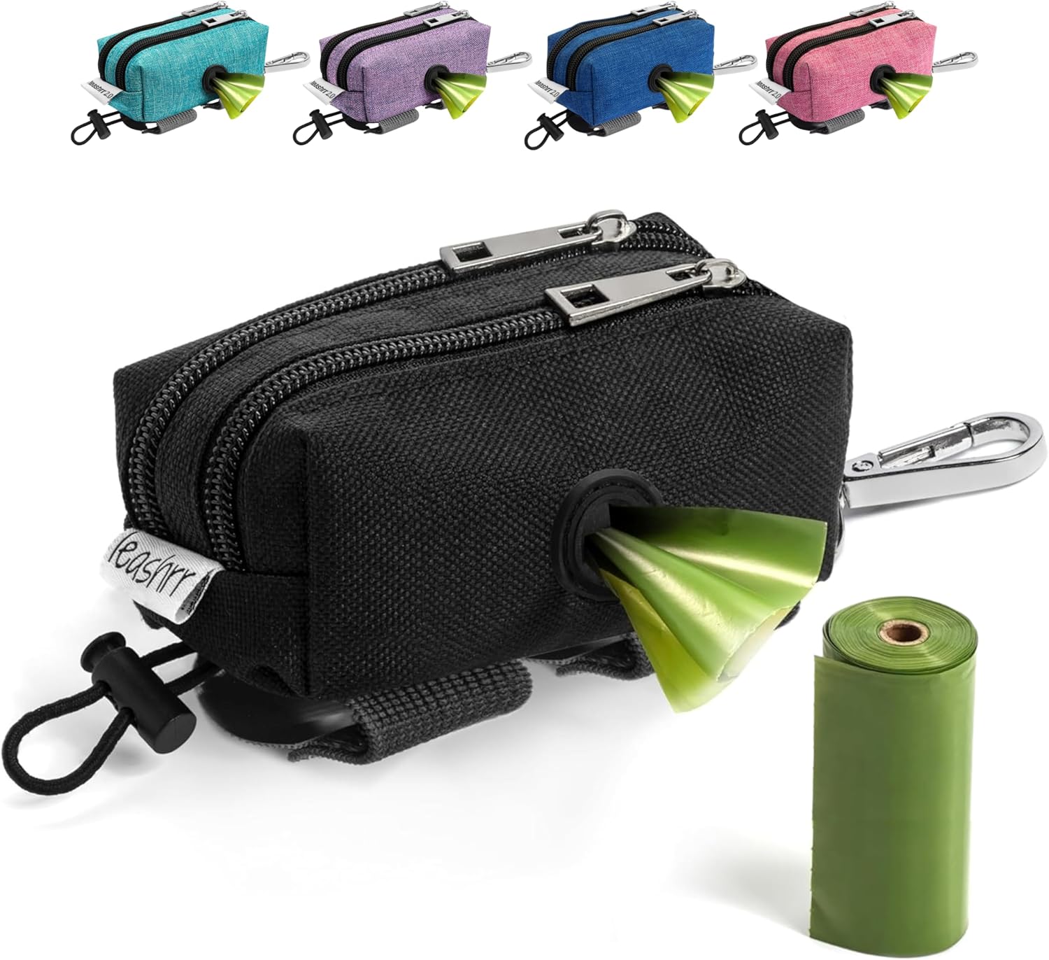 Portable pet waste bag dispensers and scoopers for hygienic outdoor walks.