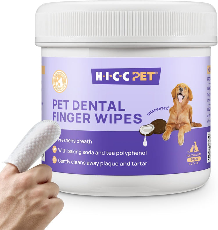 Pet dental cleaning tools including toothbrushes and finger wipes for dogs and cats