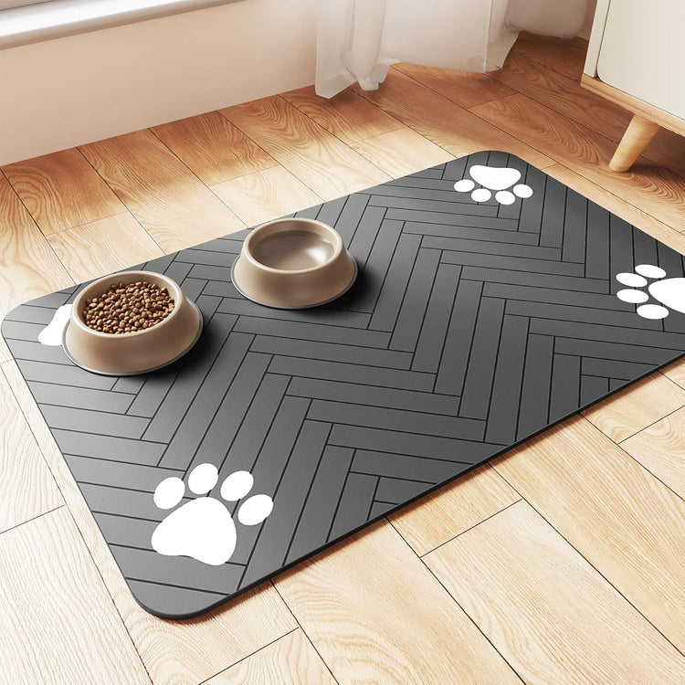 Non-slip pet feeding mat for clean, organized dog and cat mealtime areas
