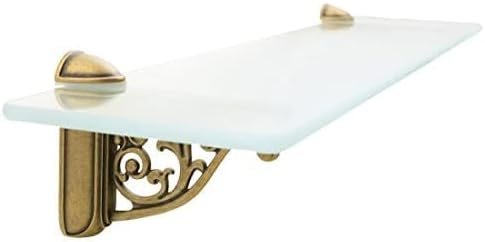 Glass Shelf Brackets 5 Inch 2PCS Heavy Duty Antique Brass Wall Bracket Baroque Kitchen Decorative Rack Shelves, Adjustable Shelf Brackets. (2,Antique Brass)