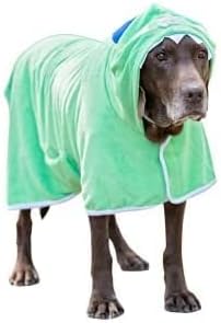 BoxDog Wearable Microfiber Dog Towel with Monster Hoodie | Soft Dog Bathrobe (Large)