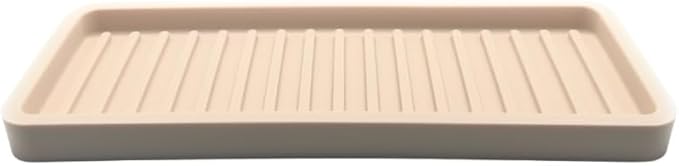 Happitasa Silicone Kitchen Sink Organizer Tray, Sponge Holder and Countertop Protector | Bathroom and Kitchen Soap Dish and Dispenser Tray (Sand Dollar, 9"x3.5")
