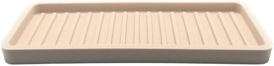 Happitasa Silicone Kitchen Sink Organizer Tray, Sponge Holder and Countertop Protector | Bathroom and Kitchen Soap Dish and Dispenser Tray (Sand Dollar, 9"x3.5")