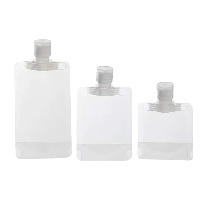 10 Pack Travel Pouches for Toiletries, Size Portable Containers,Stand Up Pouch,Refillable Travel Accessories for Shampoo Conditioner (50ML/1.7OZ/10piece)
