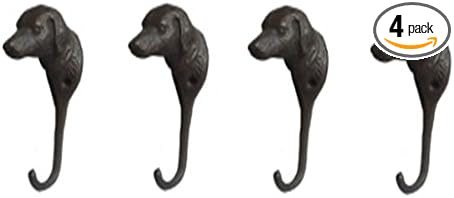 Lulu Decor Cast Iron Dog Face Wall Hooks – Set of 4 Decorative Hooks, Heavy-Duty Wall-Mounted Coat & Key Hooks, Ready to Hang