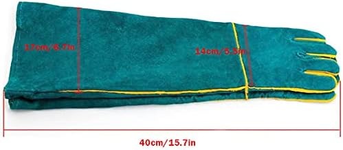 Animal Handling Gloves Bite Proof, 40cm/ 15.7In Scratch Resistant Leather Glove for Grabbing/Grooming/Handling Dog Cat Bird Snake Parrot Lizard Reptile - Protection Pet Gloves
